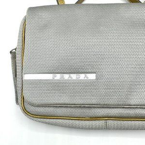Prada Small Rectangle Backpack Silver & Gold Fabric w/ Authentication Card